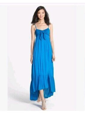 Free People Mosaic Maxi Dress Hi-lo Hem Sleeveless Beach Coastal Medium Blue